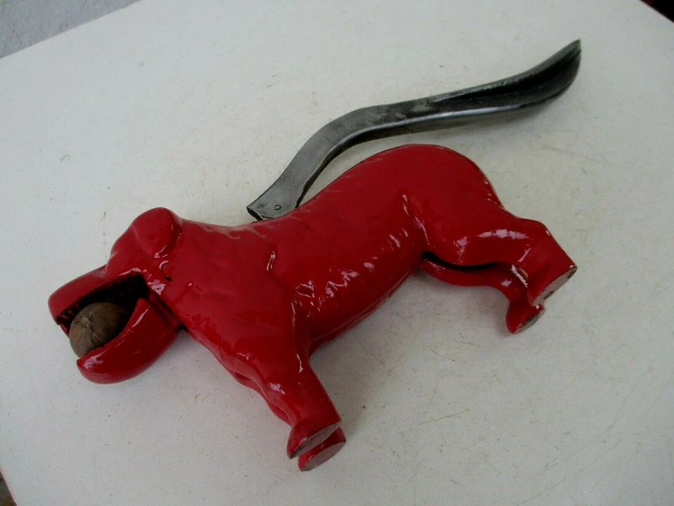 Vintage Strong Nut Cracker in Iron Lever Nutcracker Press Dog Painting Replaced  - Image 4 of 4