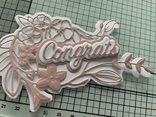HANDMADE DETAILED DIE CUT  EMBOSSED LARGE SENTIMENT GREETING, CONGRATS 