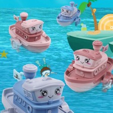 Cartoon Ship Wind Up Clockwork Boat Toy Kids Baby Bath Water Educational Toys