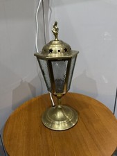 Vintage Old Table Lamp Brass & Glass Nice Shape & Style 13 X 31 Cm 
