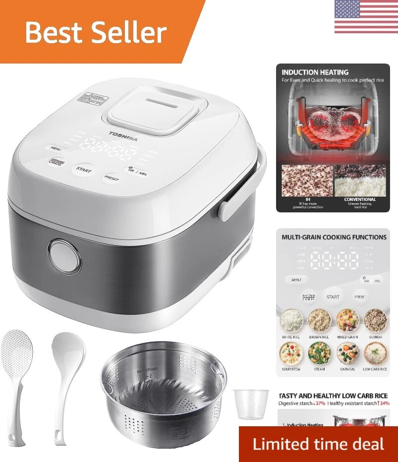 Rice Cooker Induction Heating, with Low Carb Rice Cooker Steamer 5.5 Cups Unc...