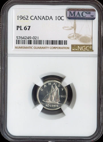 1962 Canada Silver 10 Cents 10C NGC PL67 MAC - Quality