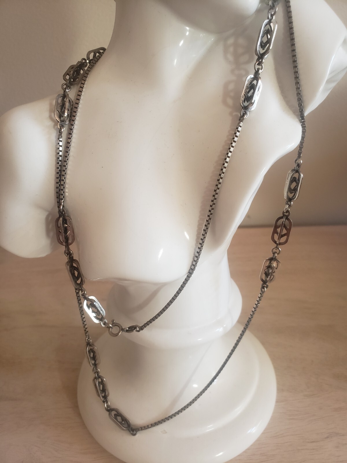 Vintage Modernist Solid Silver Chain - image 3