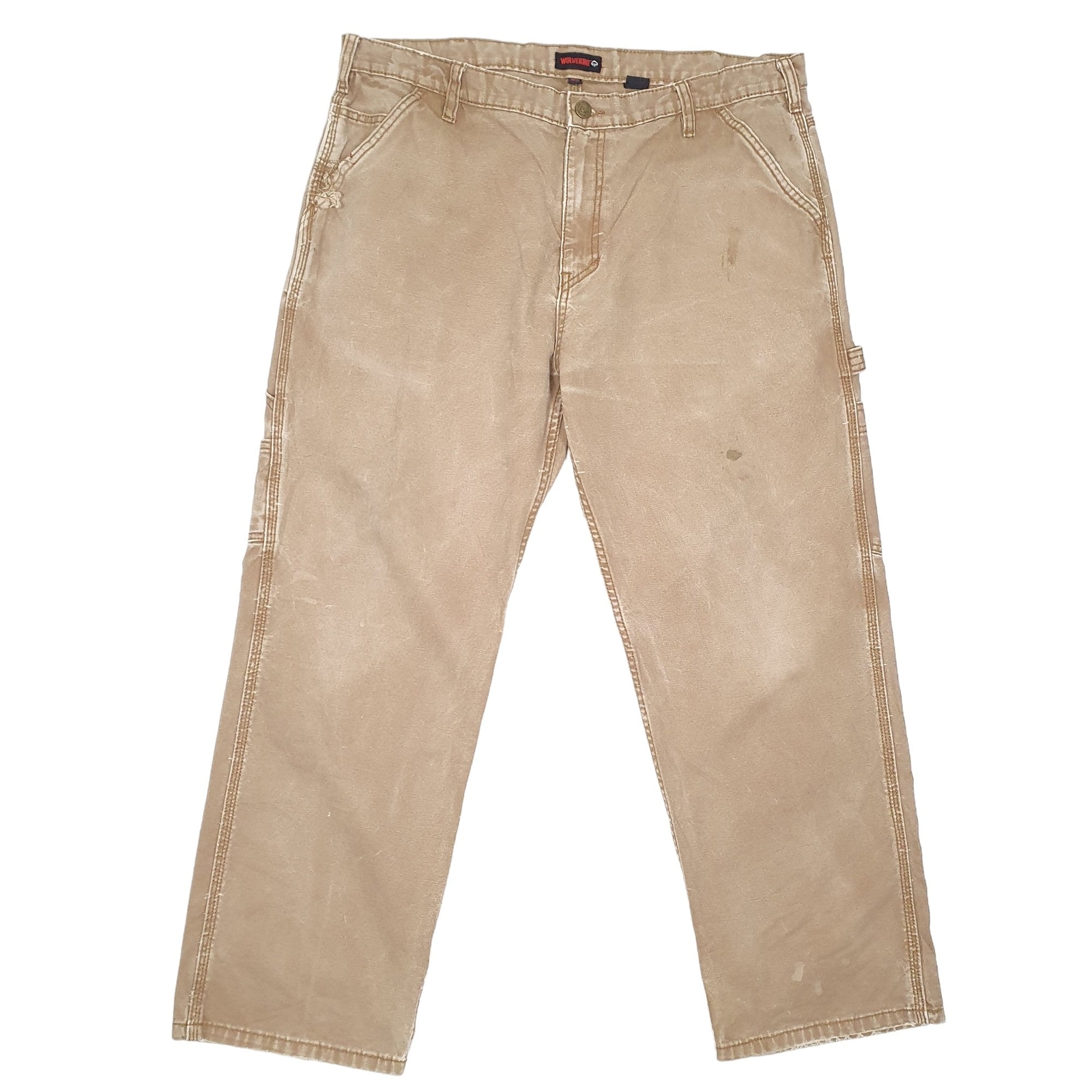 WOLVERINE Carpenter Workwear Trousers Cotton Brown Mens W38 L30 image 2