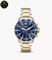 NEW EMPORIO ARMANI MENS WATCH STEEL BLUE DIAL & TWO TONE BRACELET AR11362 UK