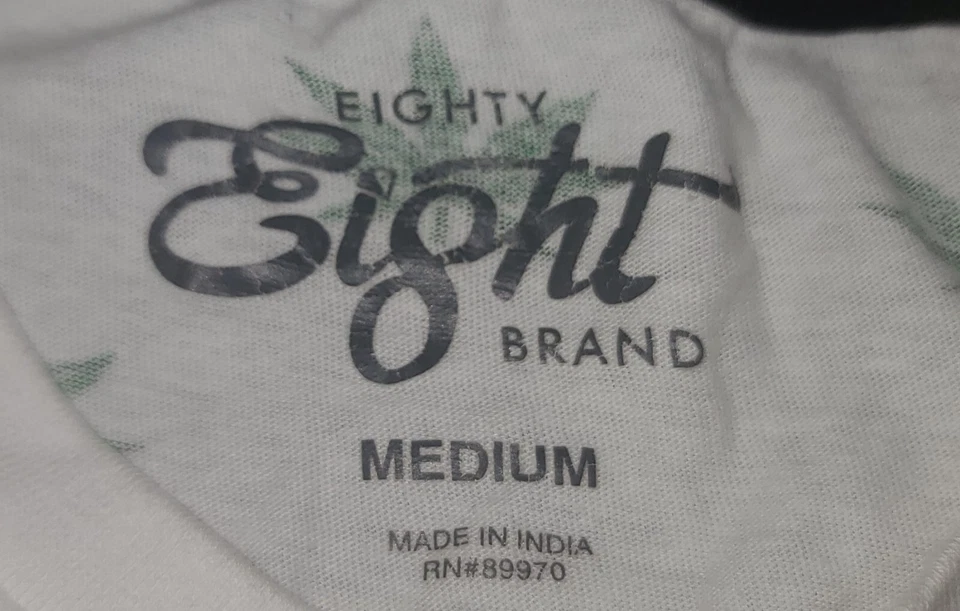 Men's Medium White Marijuana Hemp Leaf Pattern by EIGHTY EIGHT BRAND - Image 3 of 3