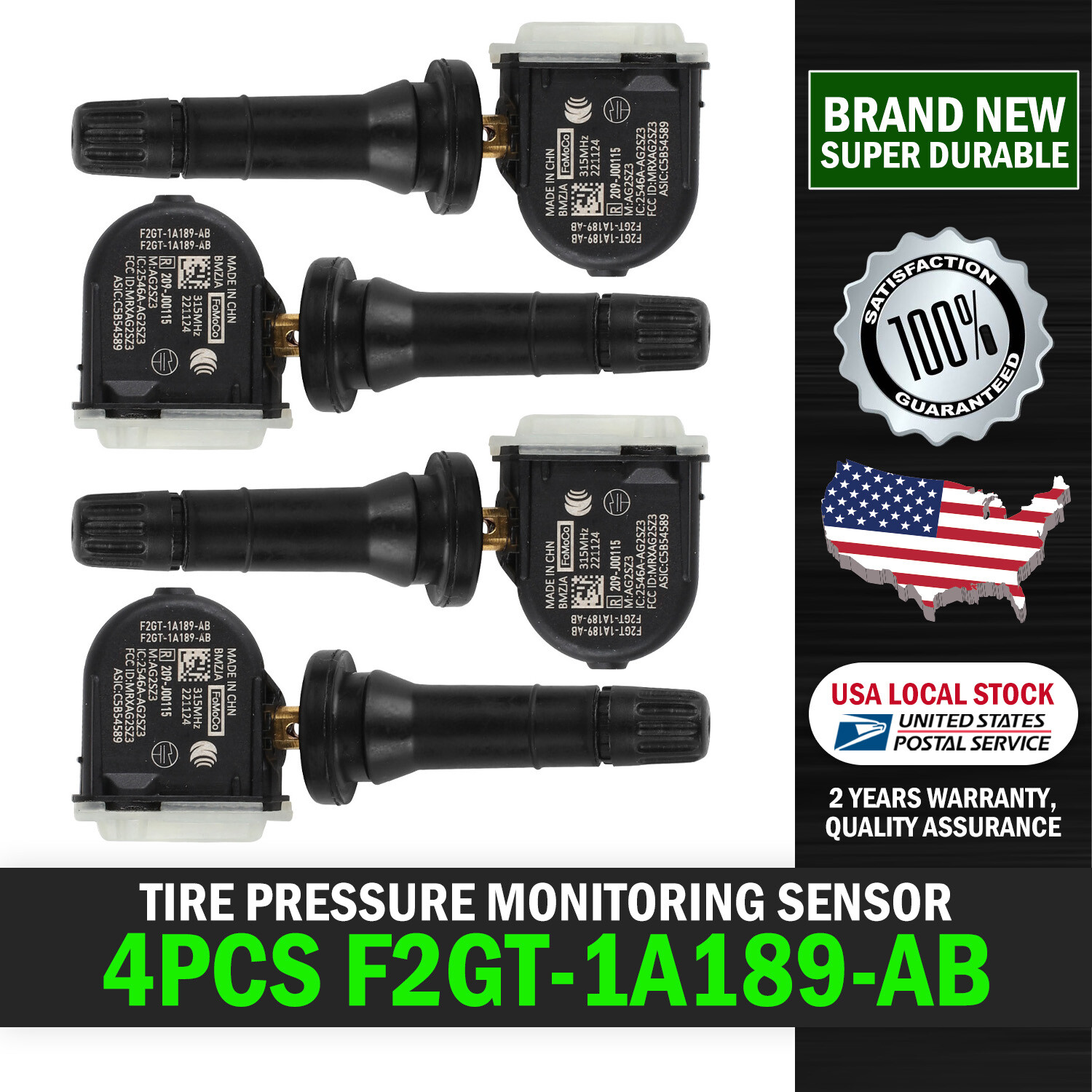 Set Of 4 New TPMS Tire Pressure Sensor F2GT-1A189-AB For Lincoln Continental MKX