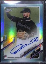 2021 Topps Chrome #RA-EA Eddy Alvarez Rookie Auto Aqua Refractor #/199 NM-MT Bas