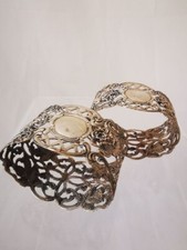 2 Antique Napkin Rings 835 Silver Art Nouveau Roses Monogram Circa 1920