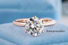 14K Rose Gold Over 3CT Round Cut Lab-Created Diamond Engagement Solitaire Ring