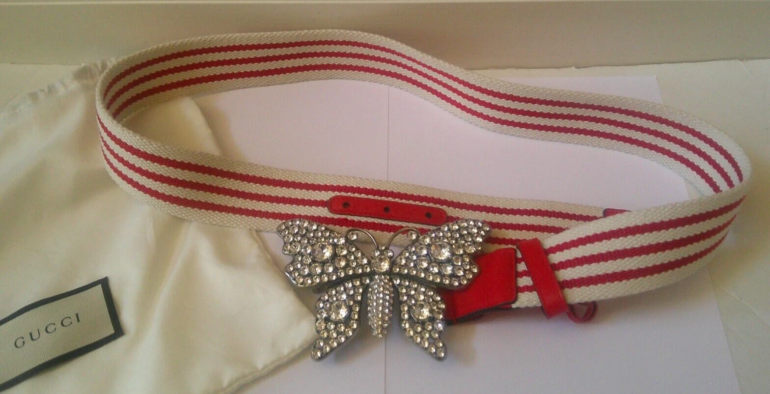 Ceinture papillon cristal rayé rouge et blanc GUCCI Taille : 95 38