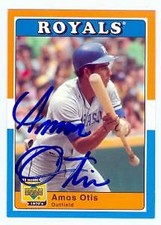Amos Otis autographed baseball card (Royals) 2001 Upper Deck Decade #29