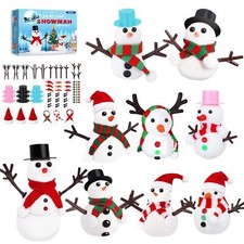 Christmas Crafts Gifts,Molding Clay Snowman DIY Kit, 9Pack Build a Snowman Kit