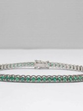 Exclusif Bracelet Tennis Femme Or 18 KT Émeraud Naturel 3.00 Carat Unisexe