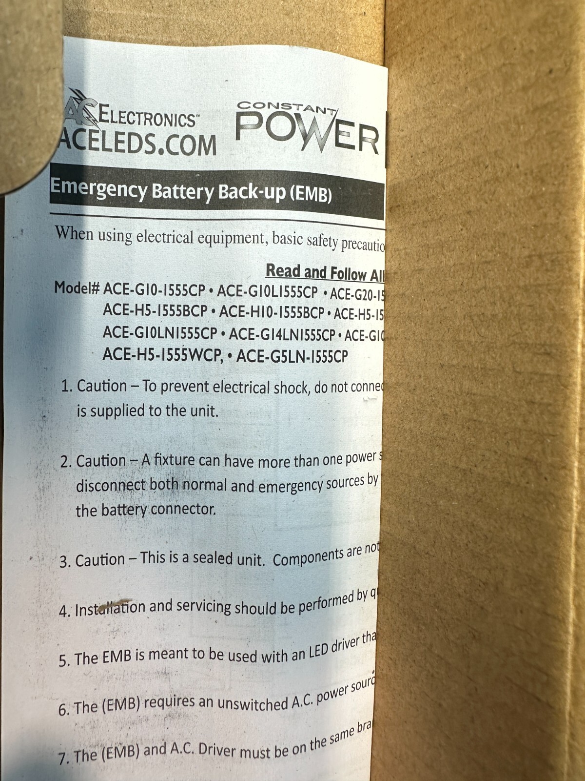 Lot of 10x - AC Electronics Emergency Battery Back-Up Driver ACE-G14LN1555CP