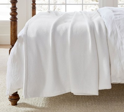 Pottery Barn Washed Cotton Basket Weave Blanket King/Cal. King (US STOCK)
