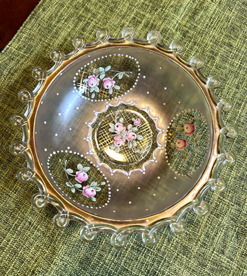 Charleton Roses on Heisey LariatSatin Glass. No Damage.     Last chance.