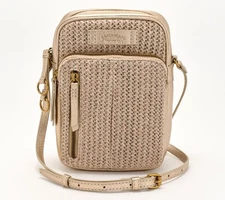 American Leather Co. Raffia Cleveland N/S Crossbody Warm Gold New