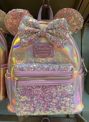 100's year Disney Loungefly Pink Purple Sequin Backpack w/ Veil Bow