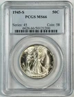 1945 S Walking Liberty Half Dollar PCGS MS-66