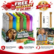 32 Pack Mini Bubble Wands for Kids, Safari Animal Party Favors Bulk Zoo Toys