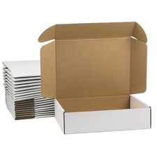 12x9x3 Inches Shipping Boxes, White Corrugated Cardboard Boxes for Small Buss...