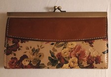 PATRICIA NASH Kisslock Frame Bifold Wallet ANTIQUE ROSE Leather Clutch Purse