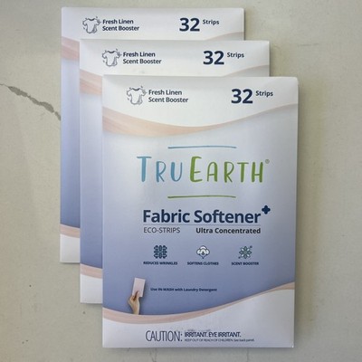 3 Packs Tru Earth 32 Eco-Strips Fabric Softener+ Fresh Linen Ultra Concentrated