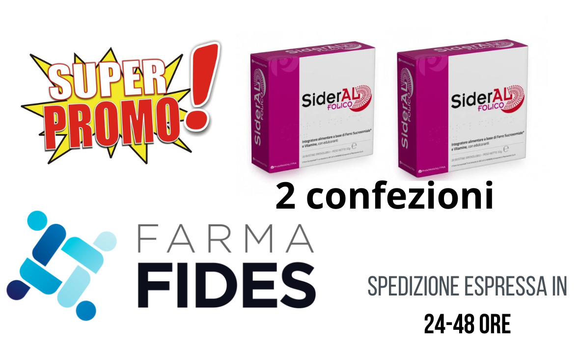 Offerta 2x Sideral Folico 30mg | Ferro ad Alta Biodisponibilità 40 Stick