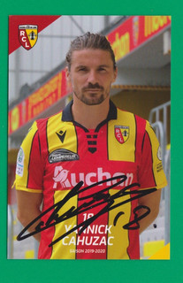 FOOTBALL carte joueur YANNICK CAHUZAC équipe RC LENS 2019 2020 signée