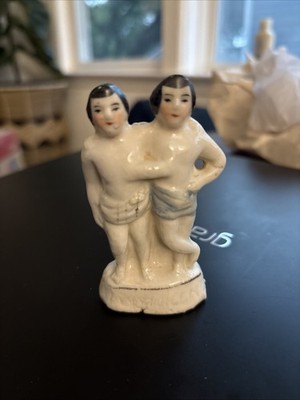 Chang & Eng Conjoined Siamese Twins Sideshow Freaks Porcelain Figurine Souvenir