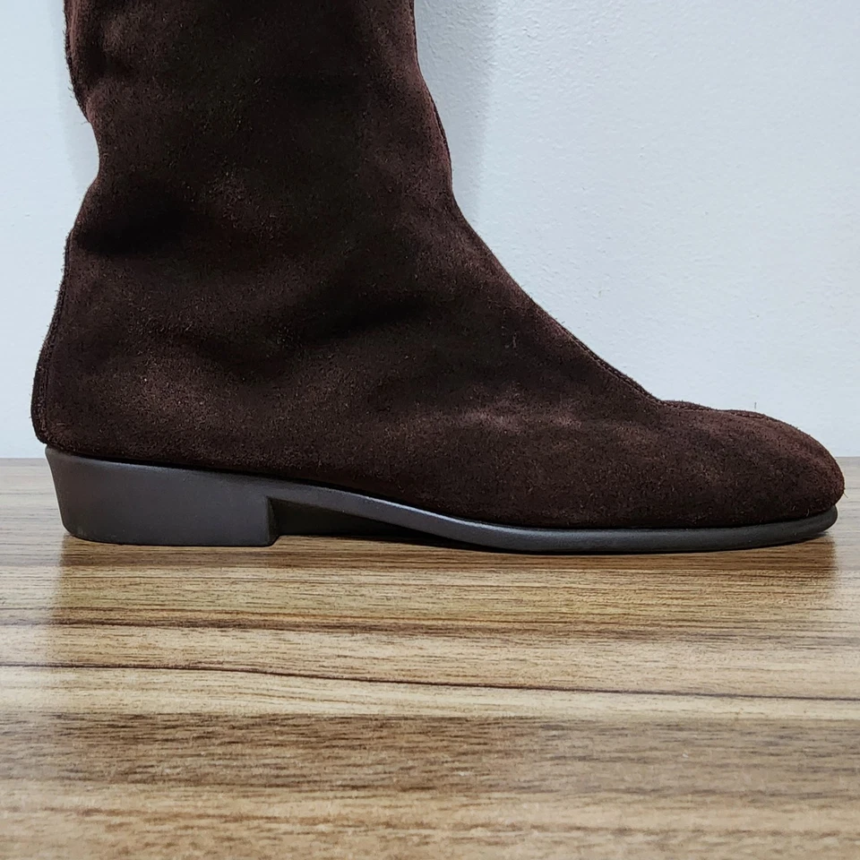 Aerosoles Mujer Hasta la Rodilla Marrón Gamuza Cuero Botas Talla 10 M Doble Cremallera Lateral Foto 2 de 4