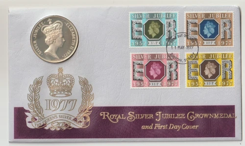 11/5/1977 UK GB FDC - Silver Jubilee - Silver Jubilee Crown Medal - Sutton FDI