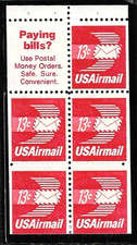 Winged Airmail Envelope Booklet Pane 5 + Lable #C79a