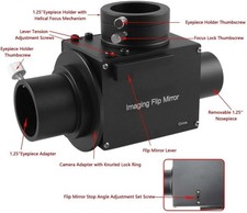 1.25"metal Imaging Flip Mirror 3-Way Adjustable for TelescopeEyepiece CCD Camera