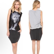 Faith Connexion Womens Black Leopard Graphic Sleeveless Mini Dress Size M Exc