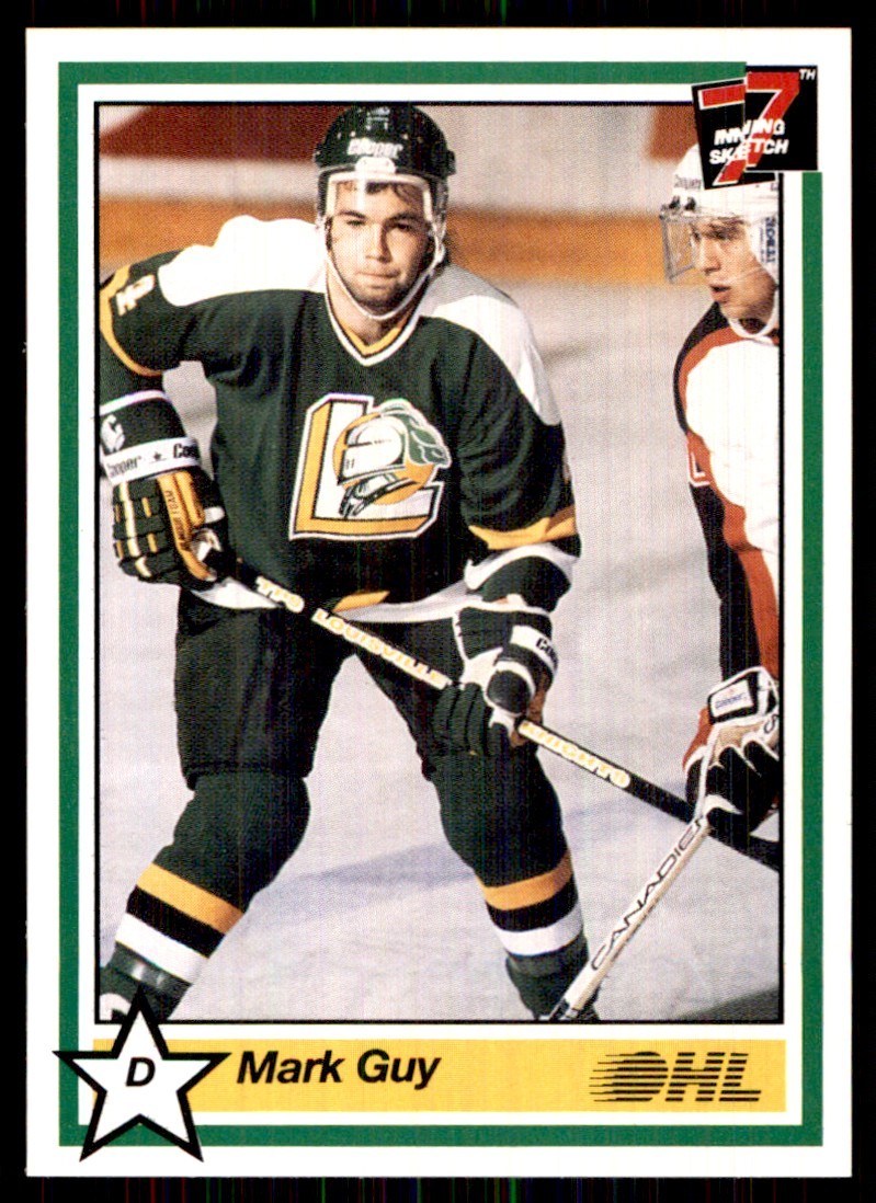 1990-91 7th Inning Sketch OHL Mark Guy London Knights #133