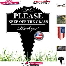 Handcrafted Black Aluminum Yard Sign - Please Keep Off The Grass 10" x 14"