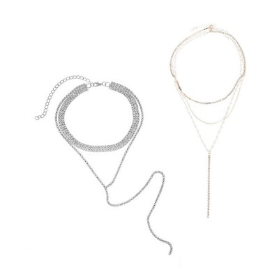 Exquisite Choker Necklace with Flowing Fringe Ornament for Weddings and Parties