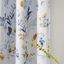 MYSKY HOME Floral Curtains 84 inches 52"W x 84"L Pack of 2 , A-yellow  Gray