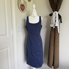 J.Crew Strapless Midi Dress Women's 6 Blue Cotton Minimalist Preppy Office