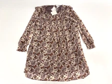 LC Lauren Conrad Womens Mini Dress Brown Floral Pleated A-Line Plus Size OX NWT