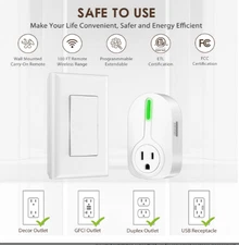 K KASONIC Wireless Remote Outlet, 100ft Range, 10A/1200W for Lamp & Small Applia
