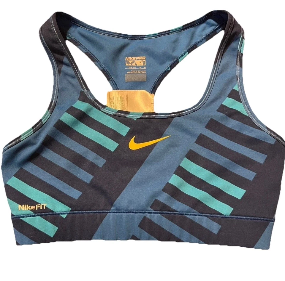Nike Sport Bra Size M Blue Wireless Racerback Pullover Logo Athletic Active Wear - Image 4 of 4