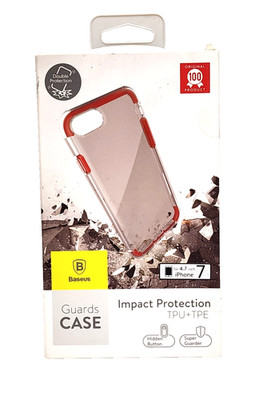 New Baseus Guards Impact Protection Clear & Red Slim Case iPhone 6-7-8 4.7''