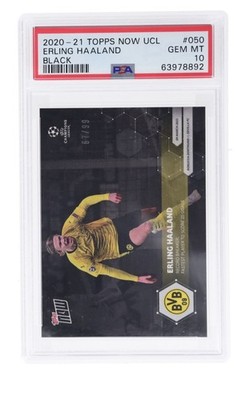 Topps 2020-21 Now UEFA Champions League Erling Haaland #050 Black /99 PSA 10