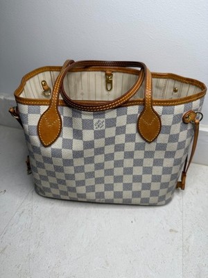 Authentic Louis Vuitton Neverfull PM Damier Azur Tote AR3102 France + Dust Bag