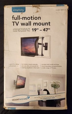 SIMPLICITY SMF2-B1 Full Motion TV Wall Mount 19''- 47'' Universal Brackets Kit