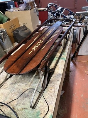 Vintage Flexible Flyer Fleetwing Spring Top Sled 251E 4½ Ft Wood Metal Original