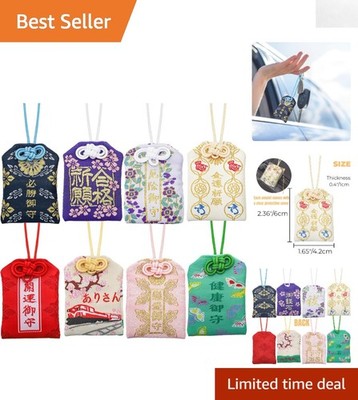 Cultural Keepsake - 8 Handmade Japanese Omamori Charms with Protective Cases